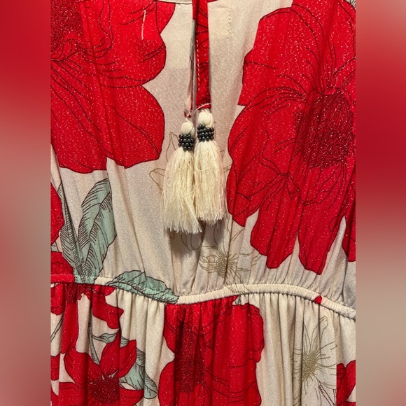 Darling Boutique Brand BOG Collective Red Flower Dress - size XS - like new - Picture 3 of 5